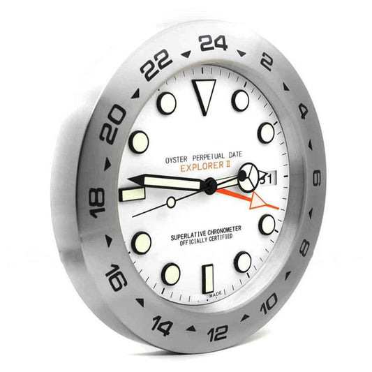 Swiss Expedition Field Wall Clock - Sliver & White