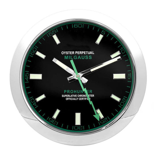 Swiss Scientific Heritage Wall Clock - Sliver Black & Green