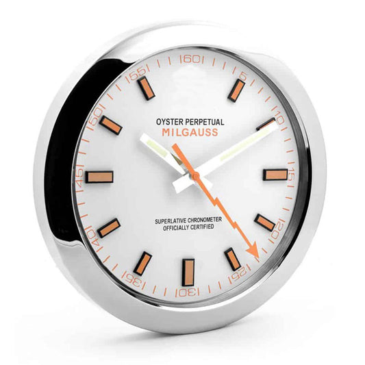 Swiss Scientific Heritage Wall Clock - Sliver & White