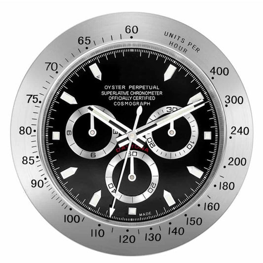 Swiss Racing Chronograph Wall Clock - sliver & black