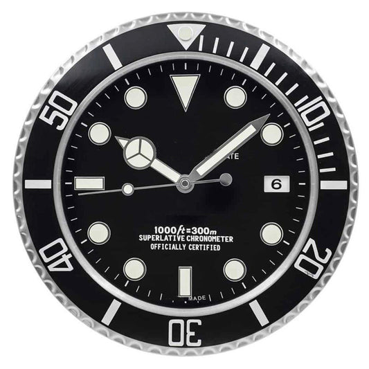 Swiss Dive Watch Inspired Luxury Wall Clock - Black