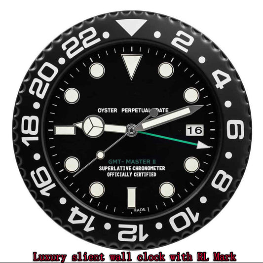 Swiss Dual Time Pilot Style Wall Clock - all black