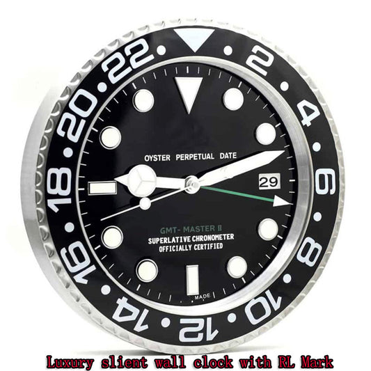 Swiss Dual Time Pilot Style Wall Clock - black