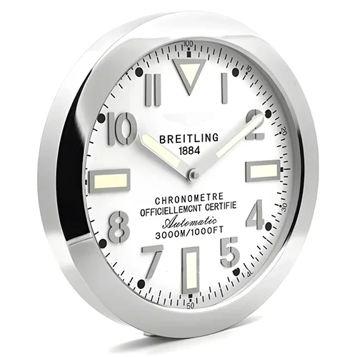 Breitling Wall Clock – Silver & White Dial Edition | Xclocks - Image 2