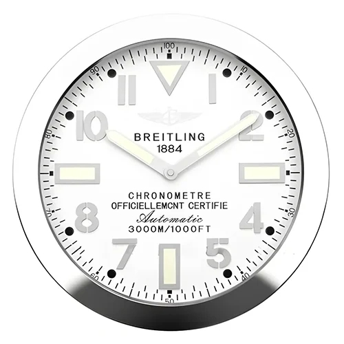 Breitling Wall Clock – Silver & White Dial Edition | Xclocks