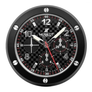 Hublot Wall Clock 34cm – Big Bang Inspired Carbon Fibre Chronograph Dial All Black