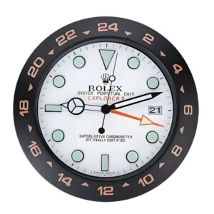 Explorer II Wall Clock – Orange Number Bezel & White Dial | 34 cm