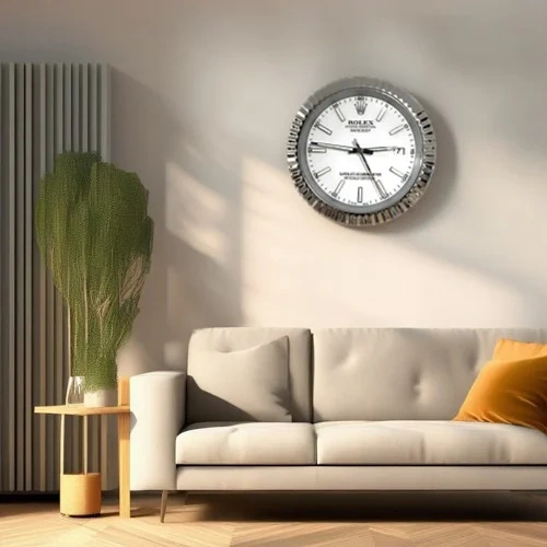 Date-Just Wall Clock – Silver & White Stick Index Dial | 34 cm Luxury Edition - Image 3
